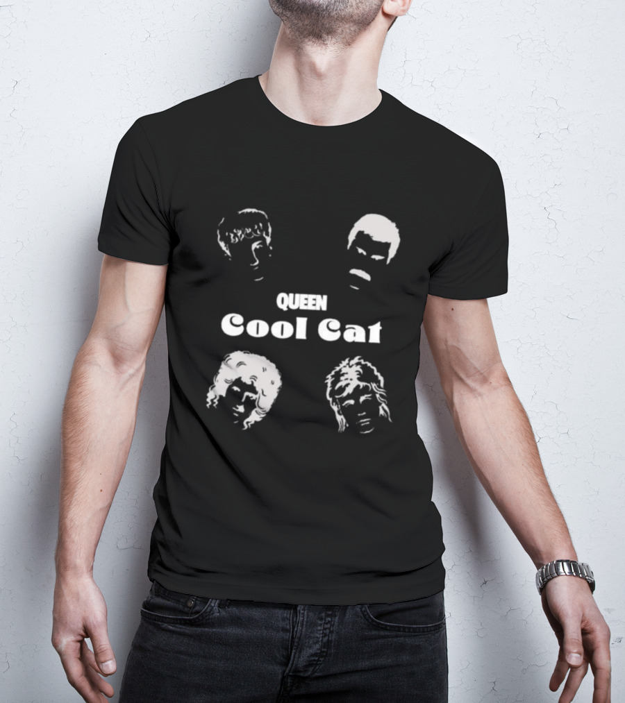 Queen Cool Cat Silhouette Faces T-Shirt