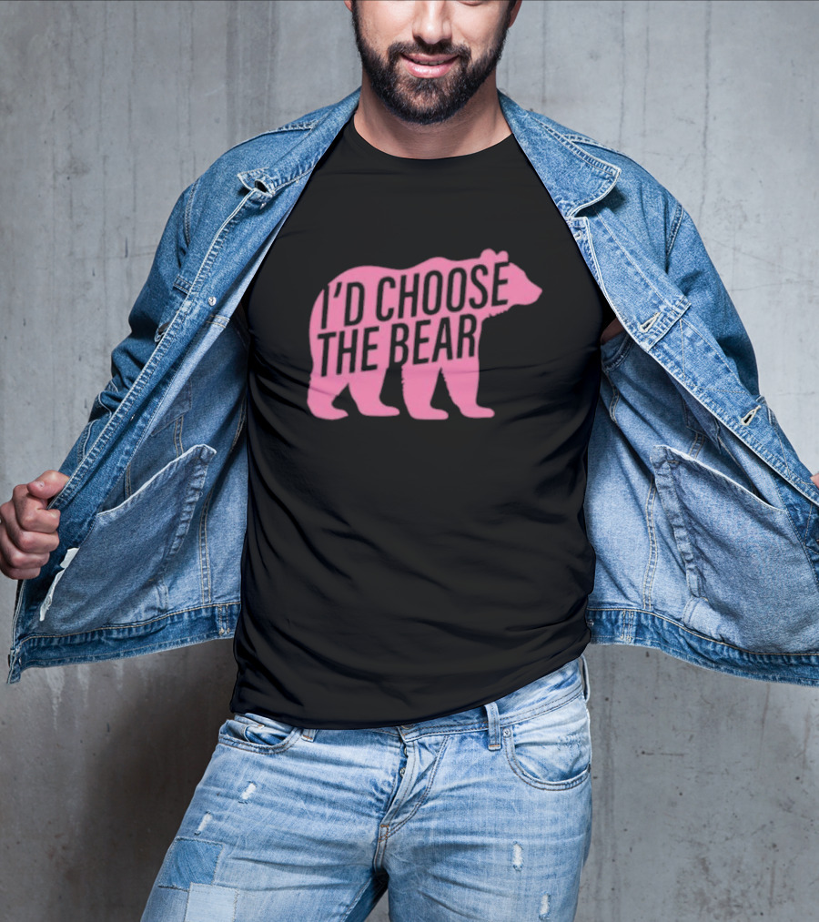 Confettirebels Pink Bear Silhouette I’d Choose The Bear T-Shirt