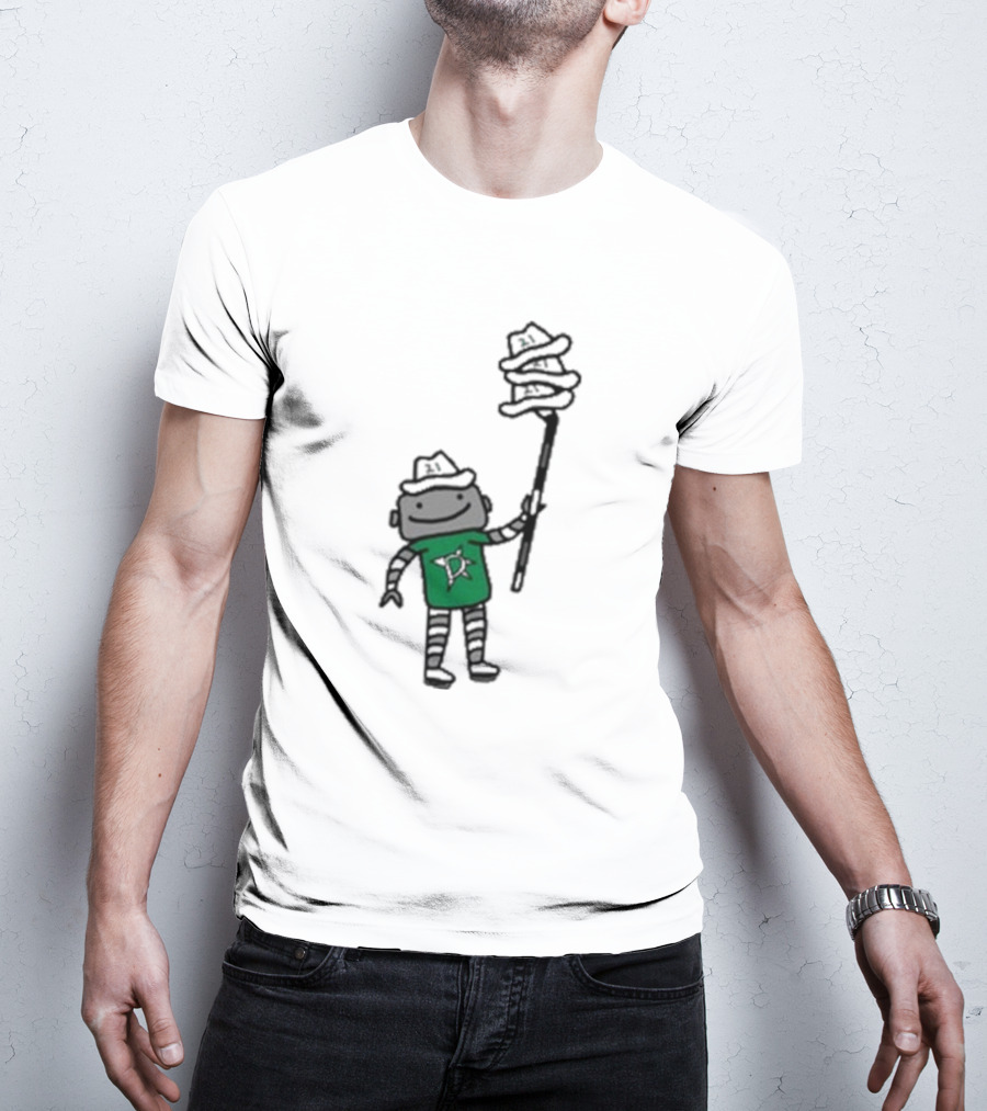 Dallas Stars Robo Hatty Character With Three Hats On Stick T-Shirt
