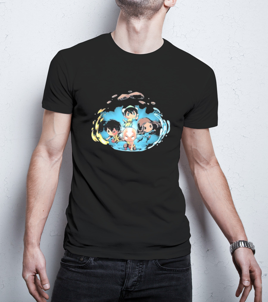 Avatar The Last Airbender Characters Chibi Team Water Fire Earth Air Elements Display T-Shirt