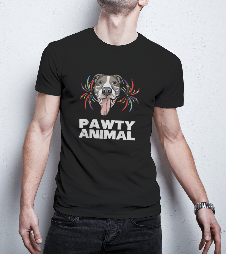 Pawty Animal Dog Lovers Partying Funny Mens Dog T-Shirt