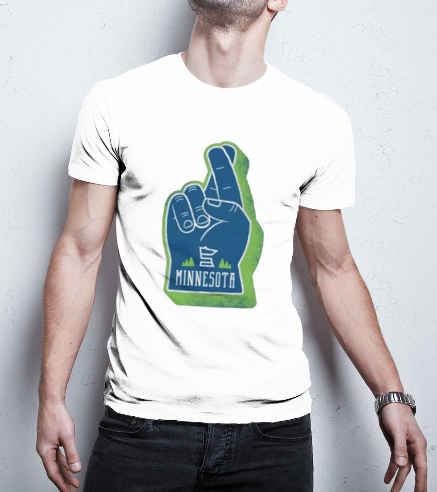 Minnesota Mood Fingers Hand Gesture With State Icon And Trees T-Shirt