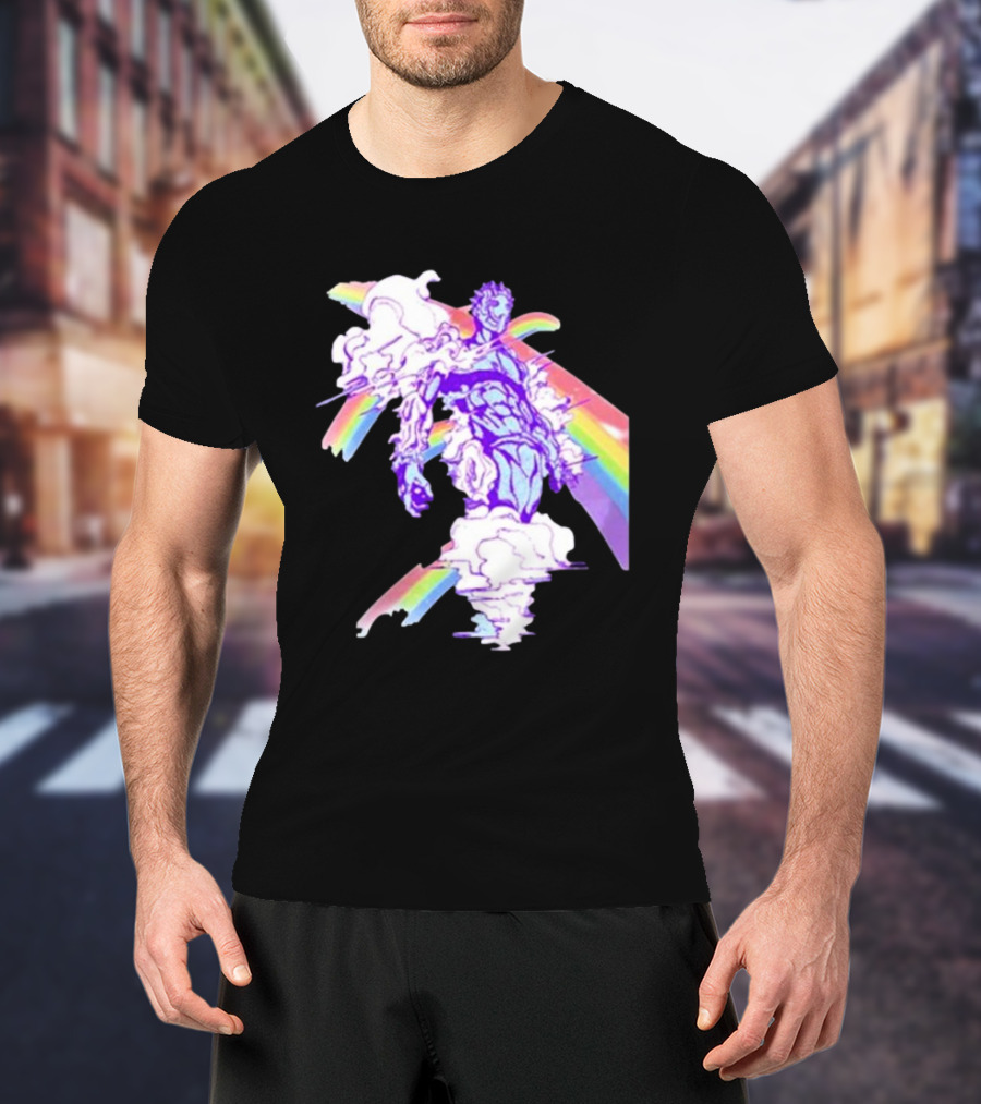 Hoshipieces Weather 9oz Manga Style Purple Cloud Man With Rainbow Elements T-Shirt