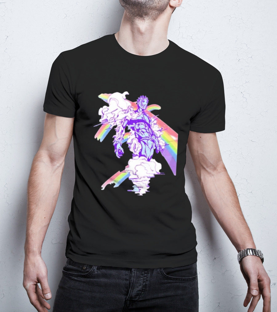 Hoshipieces Weather 9oz Manga Style Purple Cloud Man With Rainbow Elements T-Shirt