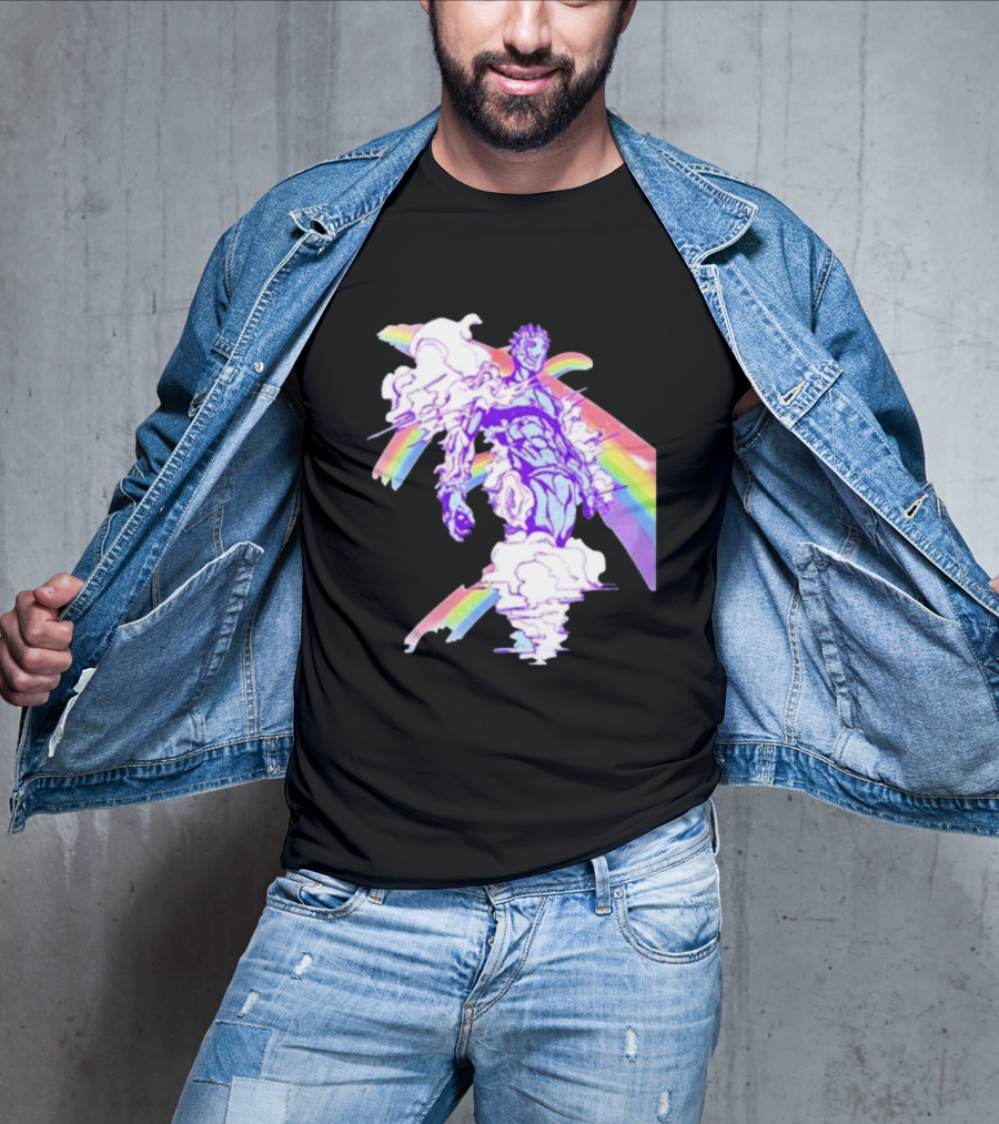 Hoshipieces Weather 9oz Manga Style Purple Cloud Man With Rainbow Elements T-Shirt