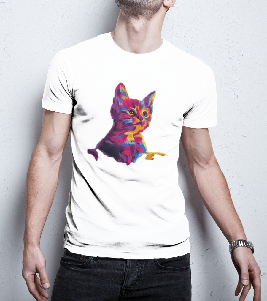 Kitten Colorful Art For Cat Lovers T-Shirt
