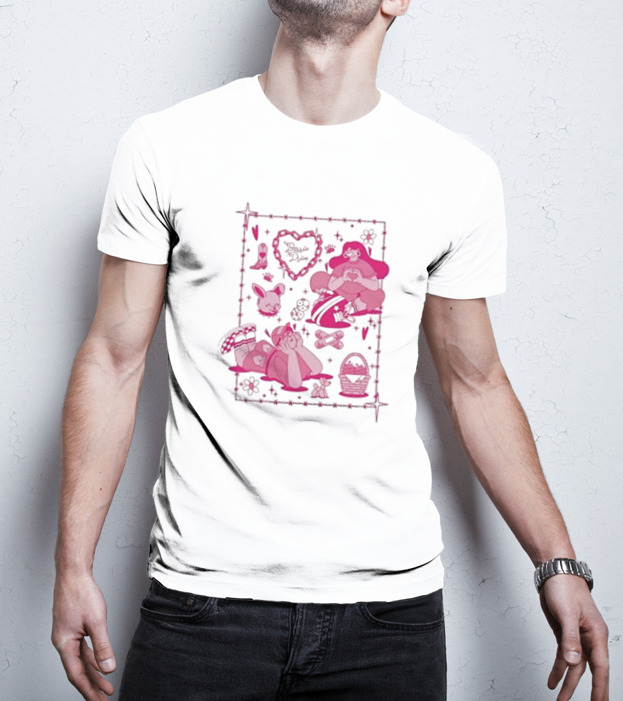 Barrio Drive Picnic Neon Heart Love Basket Motif T-Shirt