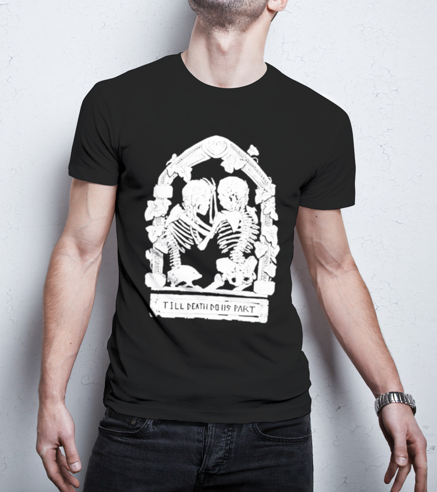 Till Death Do Us Part Skeleton Gothic Arch Motif T-Shirt
