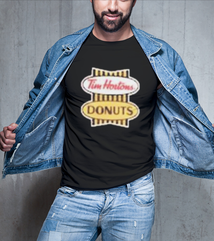 Tim Hortons Donuts Retro Logo Black And Yellow Stripes T-Shirt