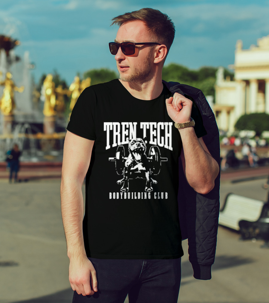 TREN TECH Bodybuilding Club Bulldog With Barbell T-Shirt