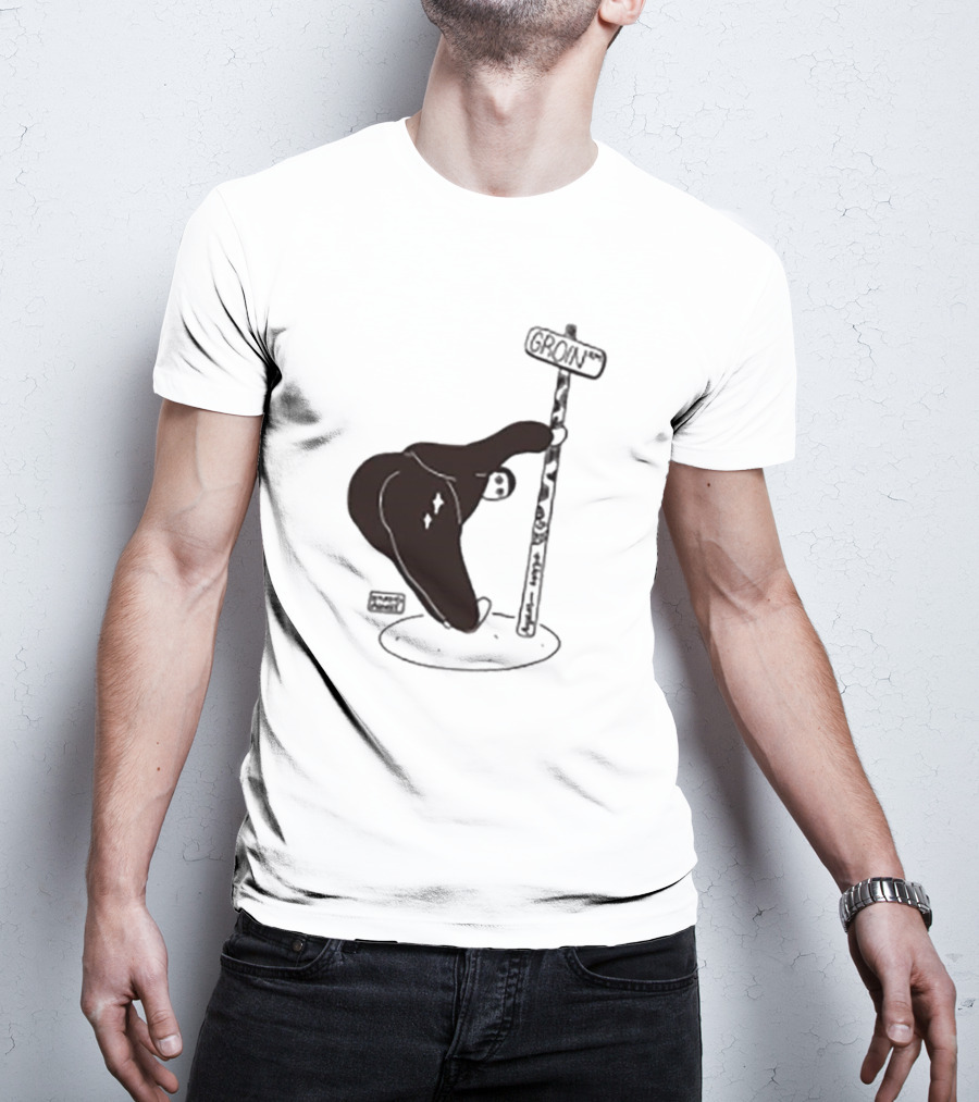Groin Street Sign With Bandaged Steak Character By Rpwp T-Shirt