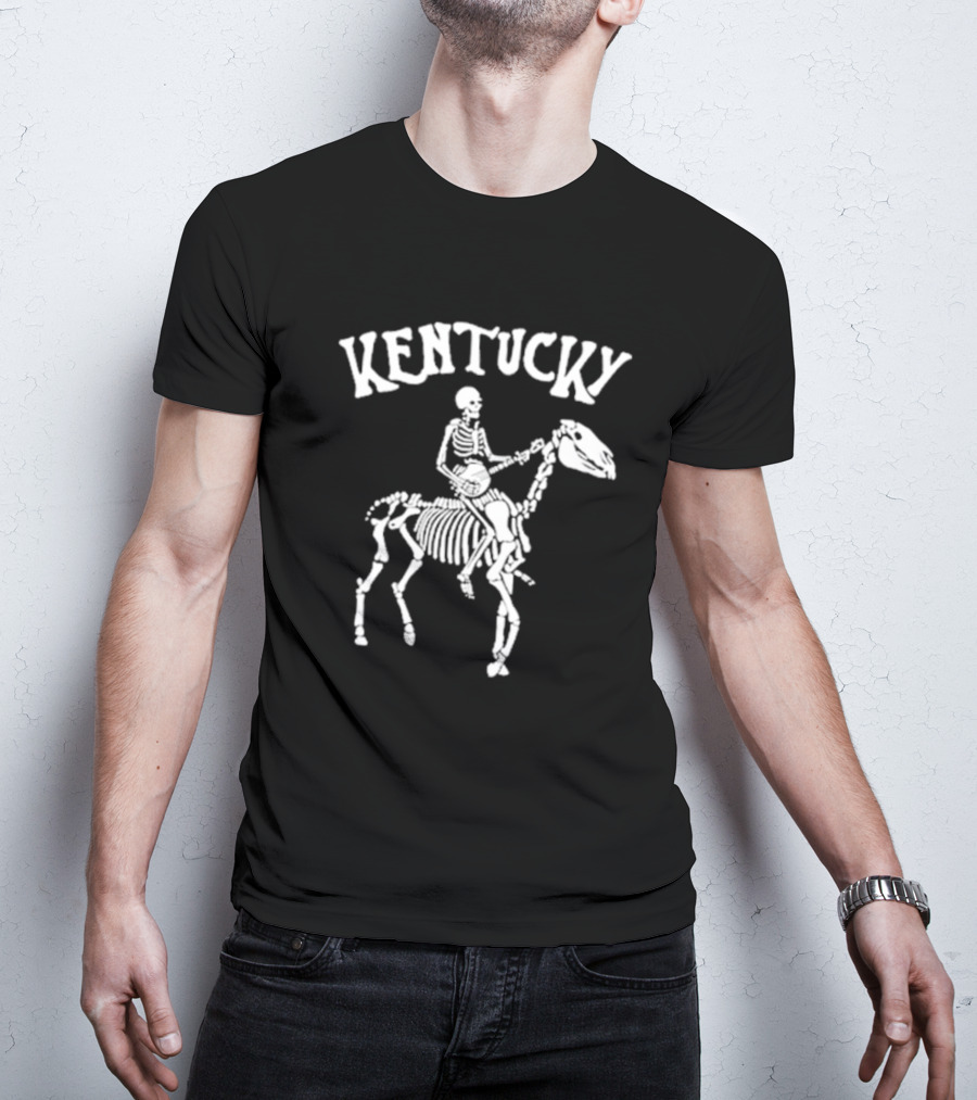 Kentucky Skeleton Riding Horse With Banjo Bluegrass T-Shirt