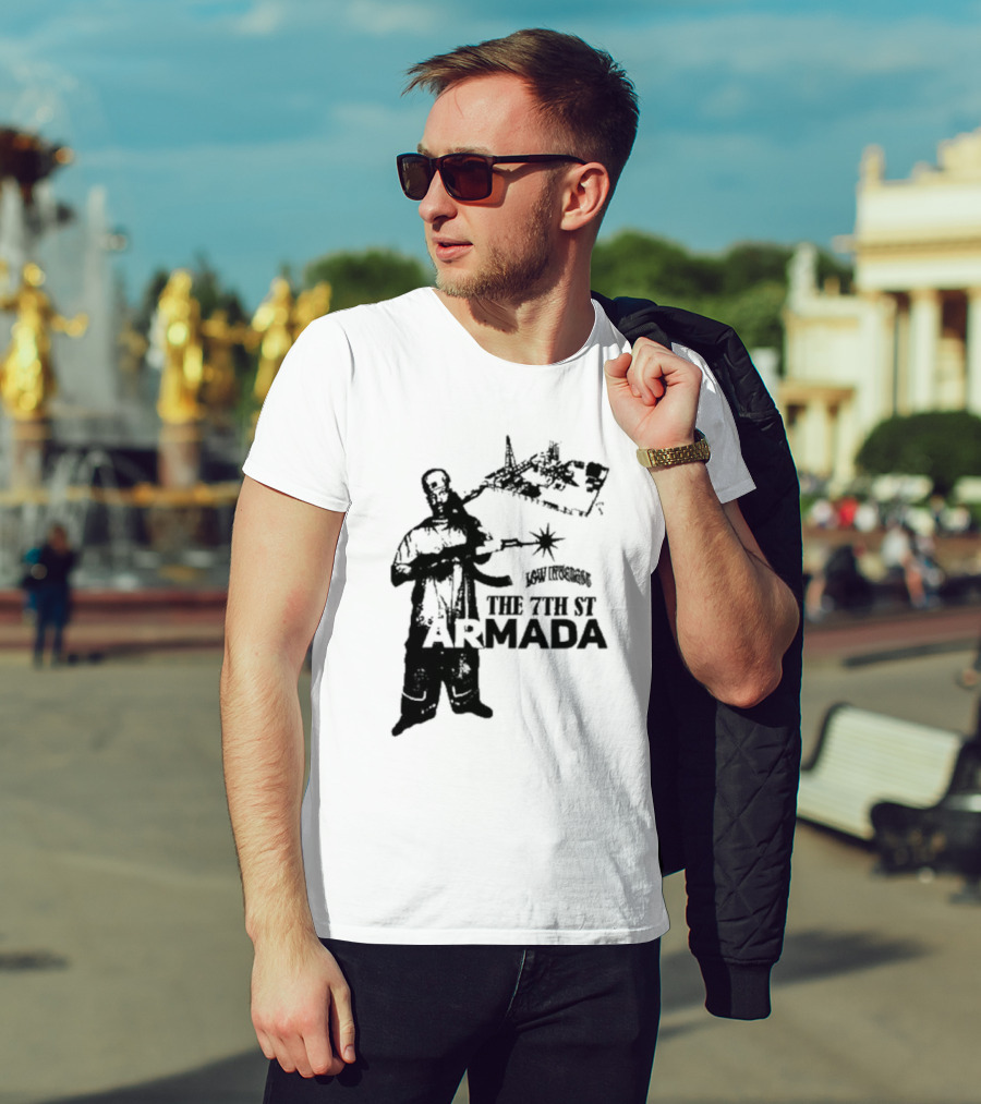 Low Interest The 7th St Armada Revolutionary Symbol With Armed Figure T-Shirt