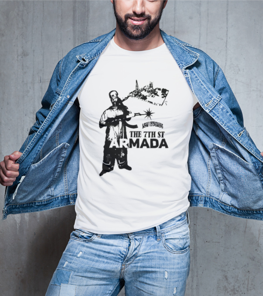 Low Interest The 7th St Armada Revolutionary Symbol With Armed Figure T-Shirt