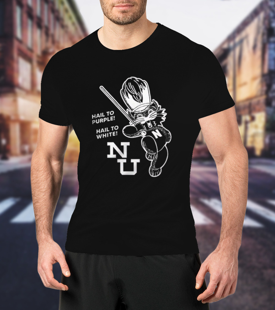 NU Sports Northwestern Wildcats Band Hail To Purple And White T-Shirt