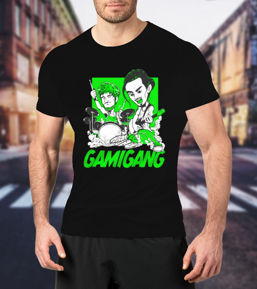 Gami Gang Origami Angel Anime Drummer Guitarist Duo T-Shirt