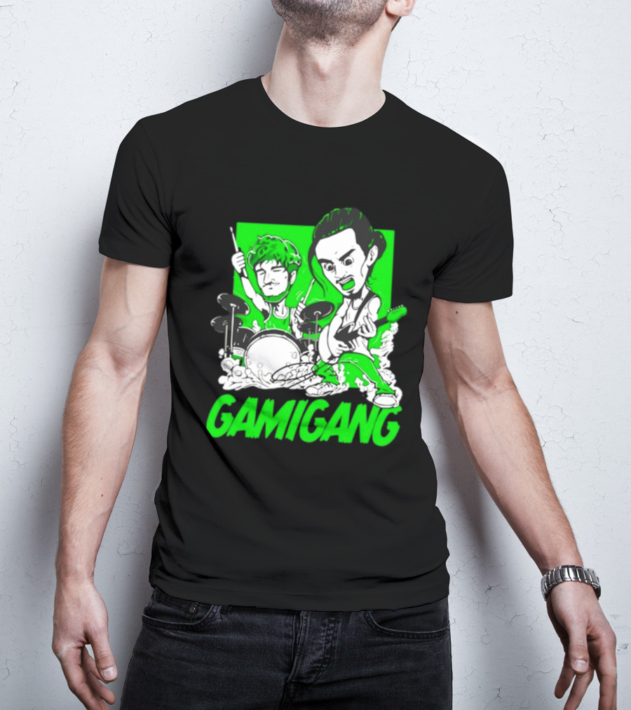 Gami Gang Origami Angel Anime Drummer Guitarist Duo T-Shirt