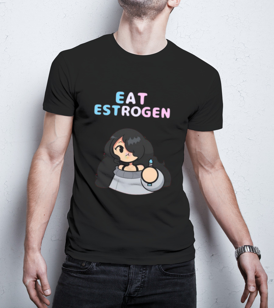 Eat Estrogen Cartoon Character Holding Syringe T-Shirt