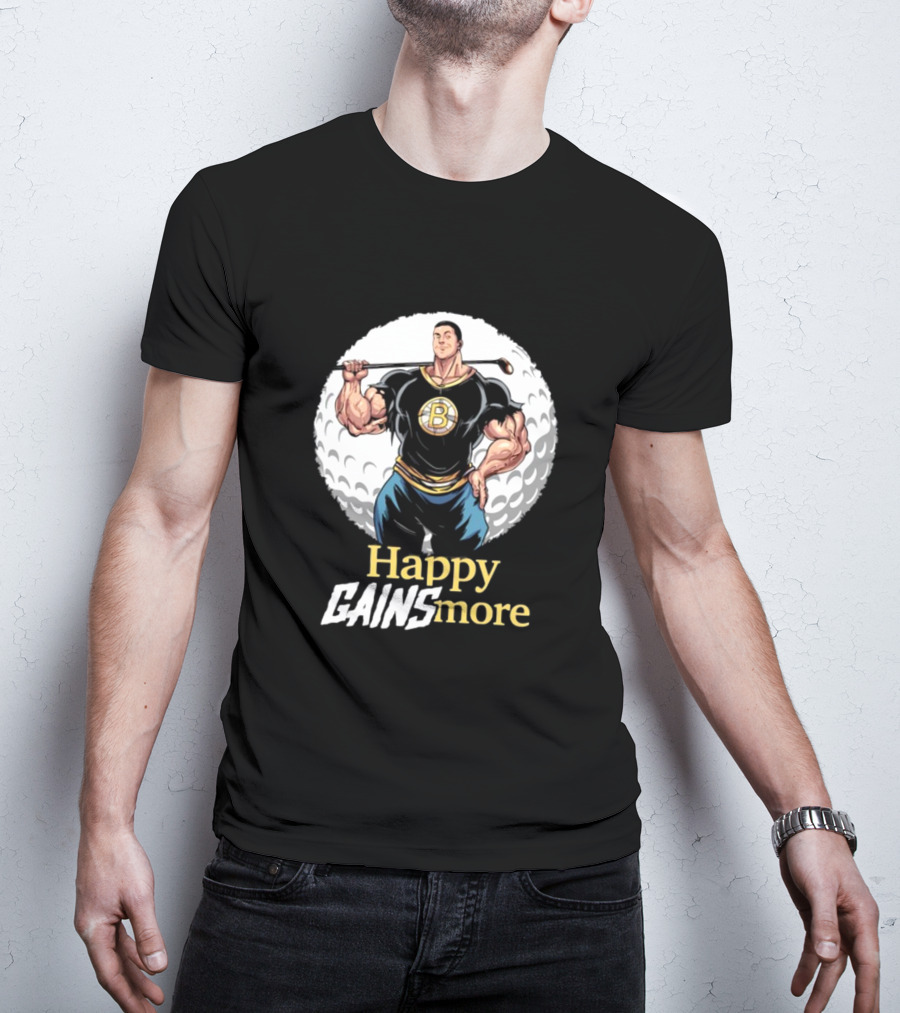 Nick Walker Happy Gainsmore Muscular Cartoon Character With Golf Club T-Shirt