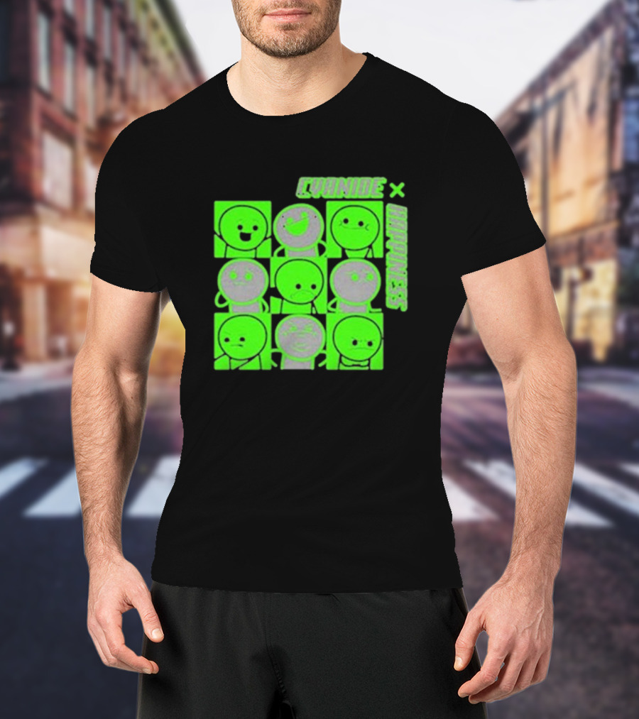 Cyanide X Happiness Neon Green Faces T-Shirt