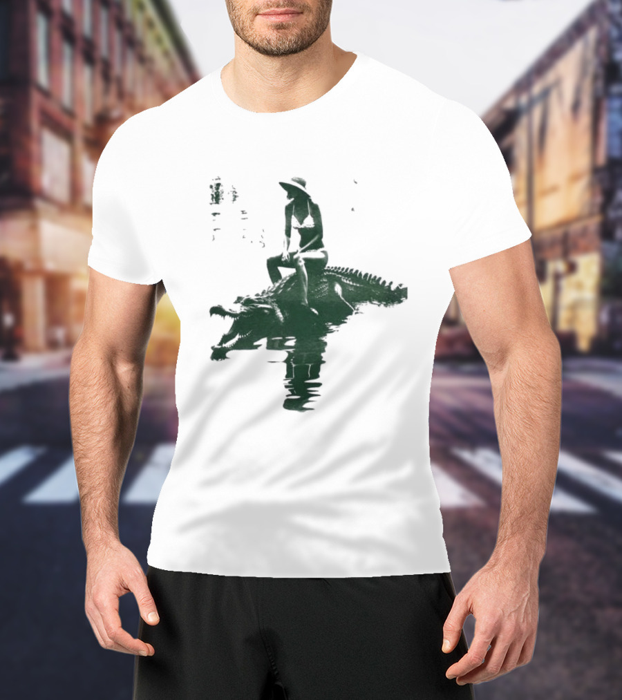 El Cocodrilo Girl In Swimwear Riding Crocodile Iconic Adventure T-Shirt
