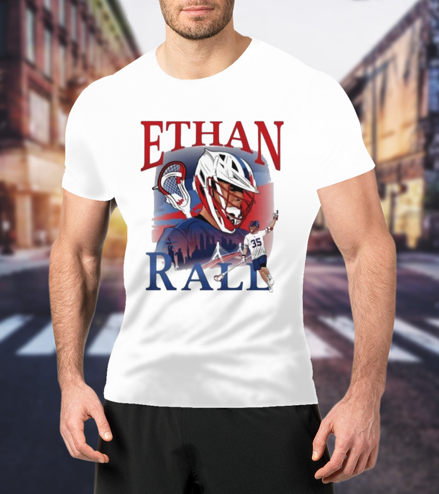 Ethan Rall Lacrosse Helmet Player Illustration 35 T-Shirt