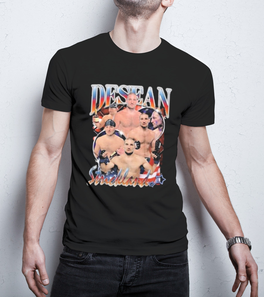 Desean Strickland Patriotic MMA Fighter Collage T-Shirt