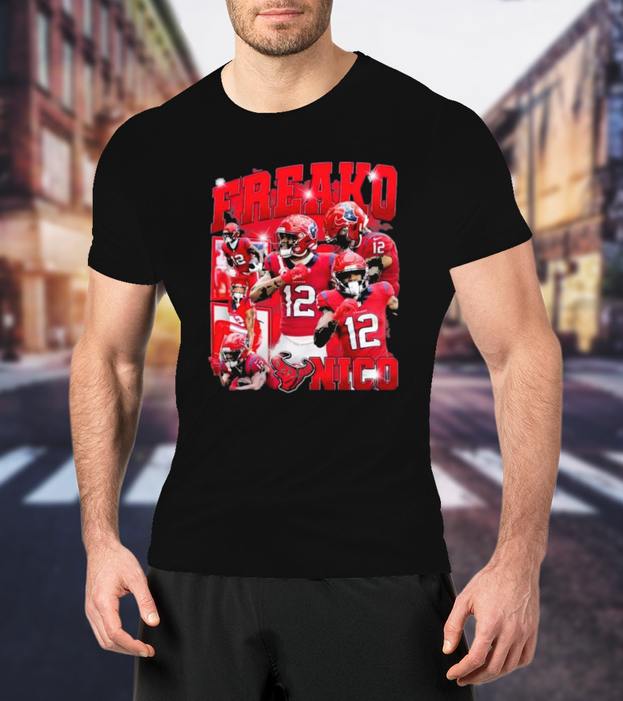 Houston Freako Nico 12 Football Player Collage T-Shirt