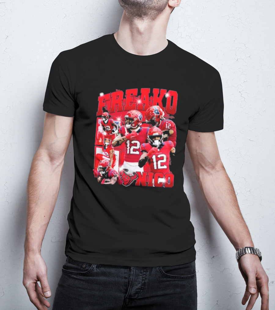 Houston Freako Nico 12 Football Player Collage T-Shirt