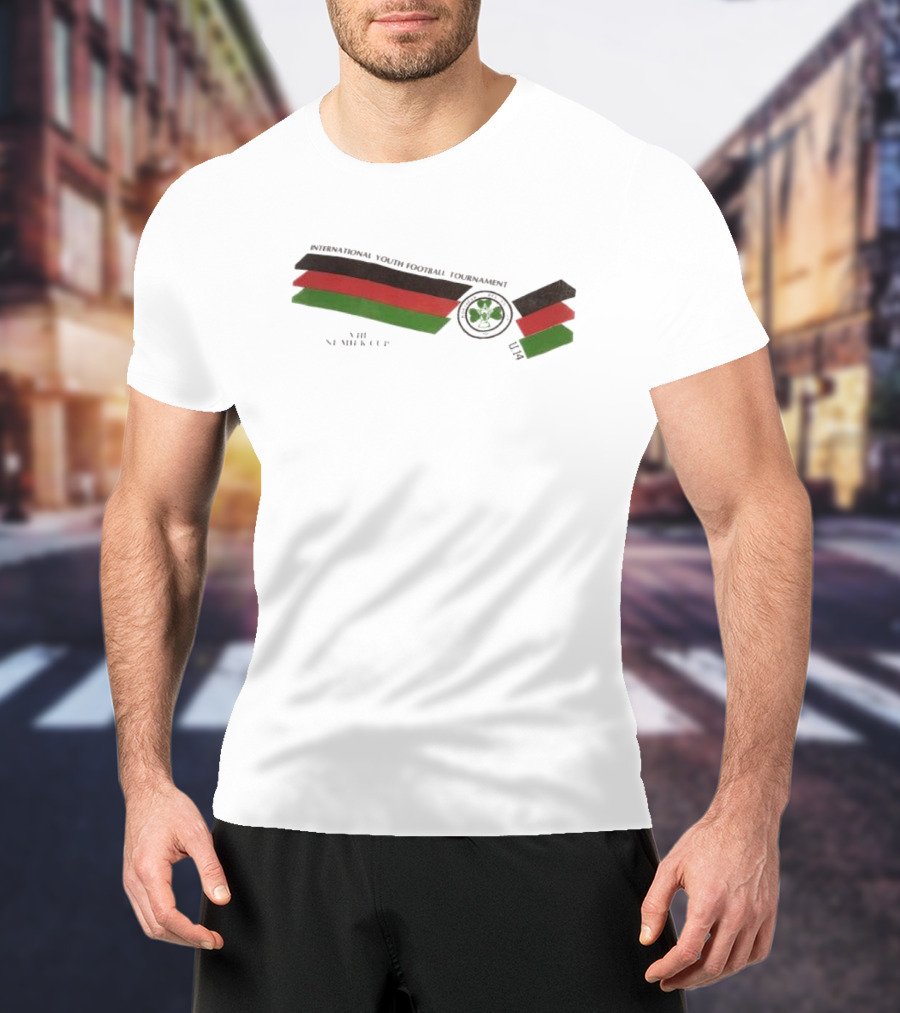 International Youth Football Tournament VIII Ni Milk Cup Four-Leaf Clover Stripe T-Shirt