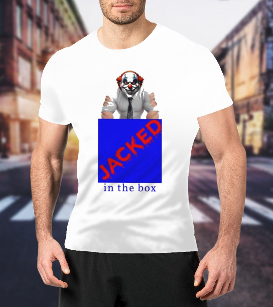 JACKED In The Box Clown Concept With Red-Blue Contrast T-Shirt