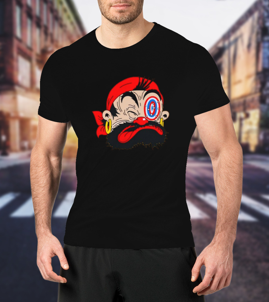 Bluto Sindbad Knockout Cartoon Pirate Target Eye T-Shirt