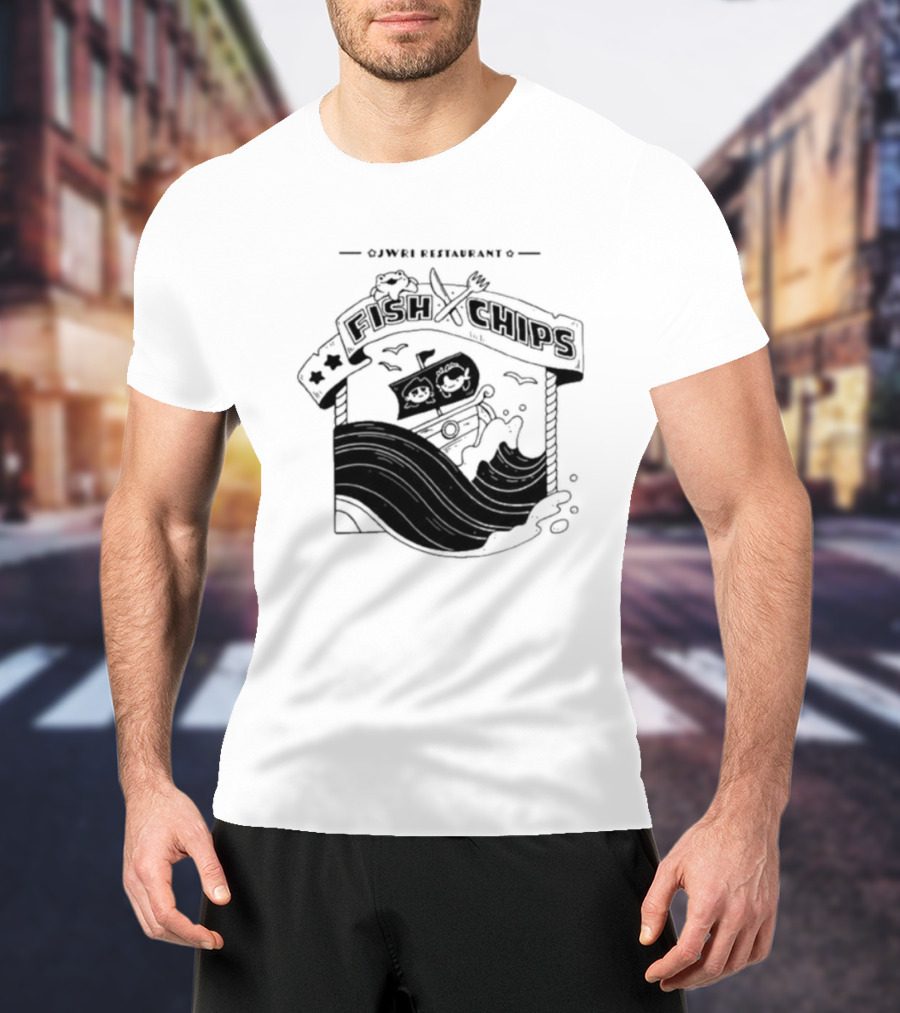 Jwri Restaurant Fish Chips Boat Adventure Waves T-Shirt