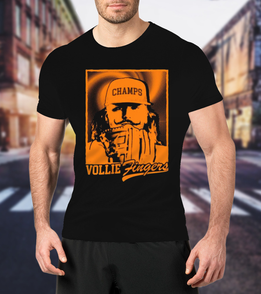 Vollie Fingers Champs Baseball Icon With Glove And Hat T-Shirt