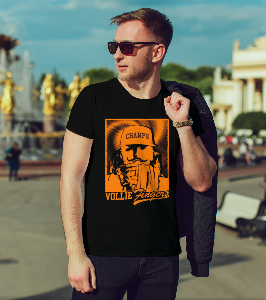 Vollie Fingers Champs Baseball Icon With Glove And Hat T-Shirt
