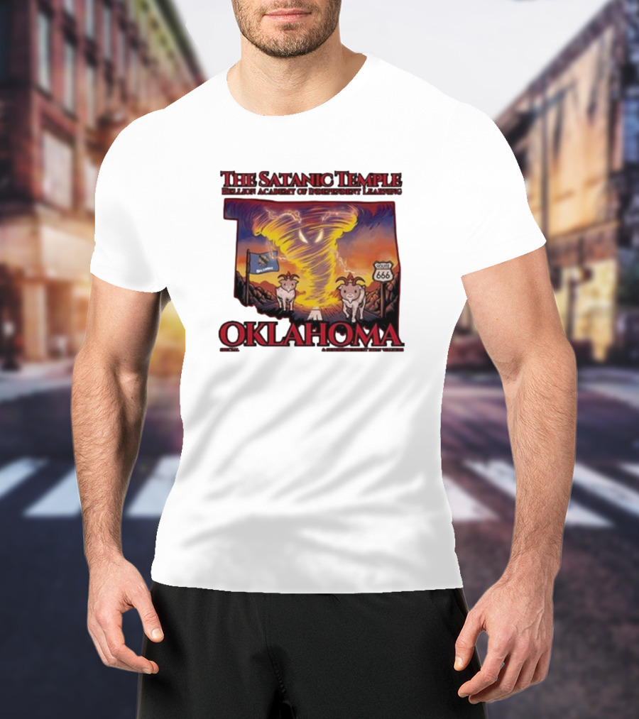 The Satanic Temple Campaign Oklahoma Route 666 Tornado Goats T-Shirt