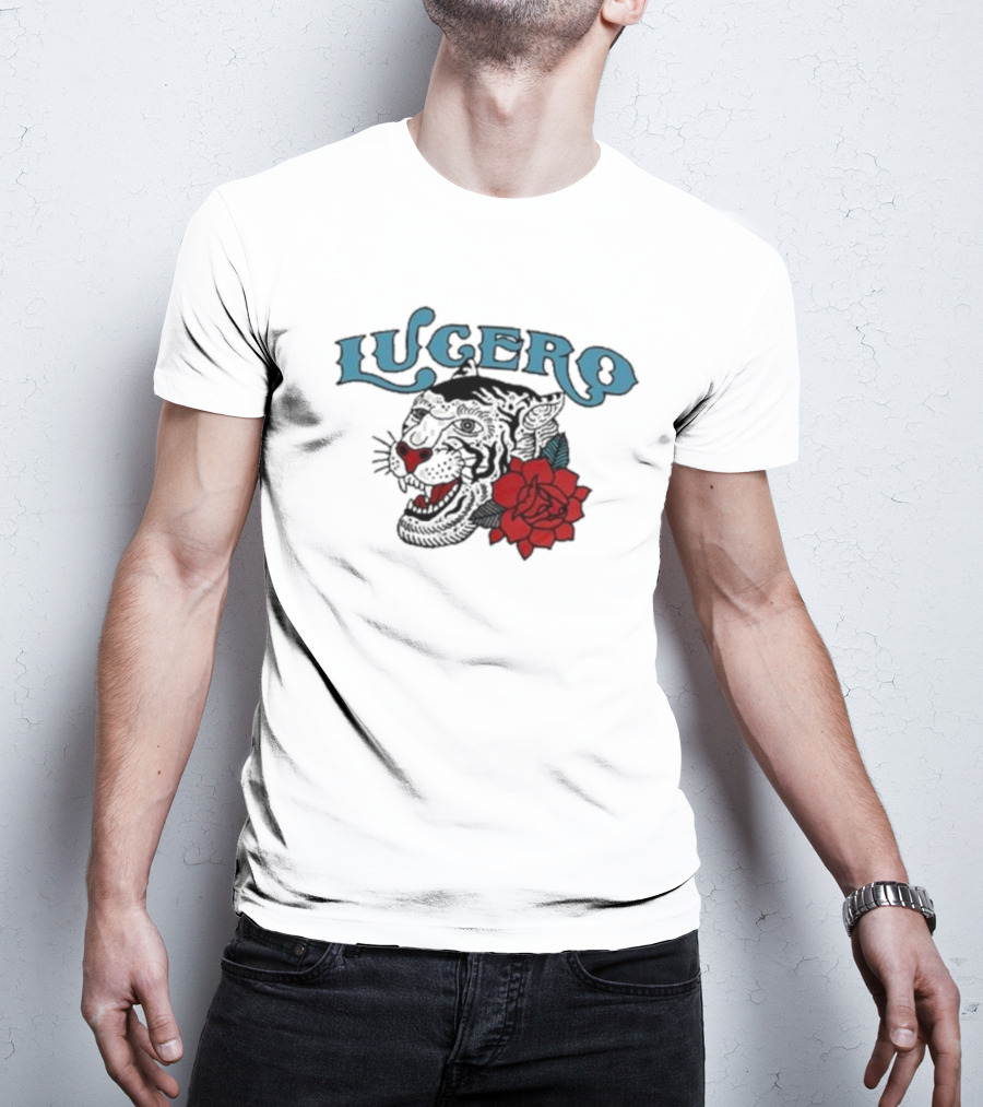 Lucero Panther With Red Rose Tattoo T-Shirt