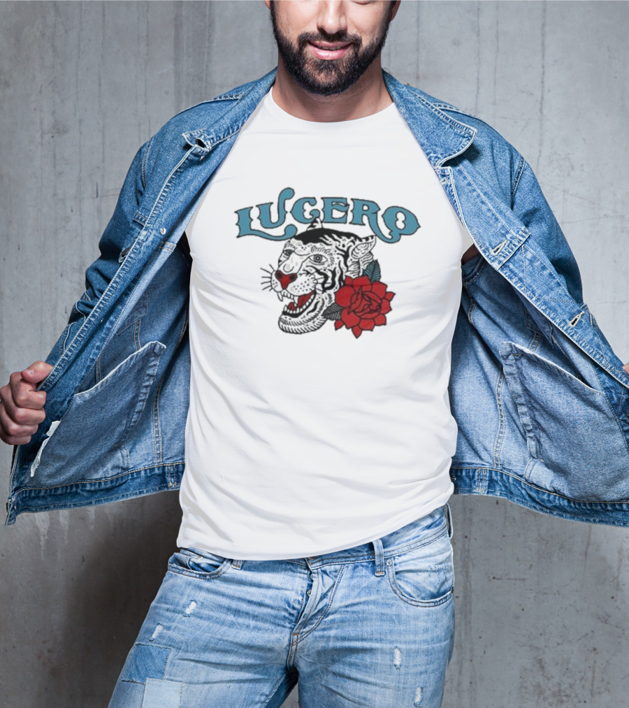 Lucero Panther With Red Rose Tattoo T-Shirt