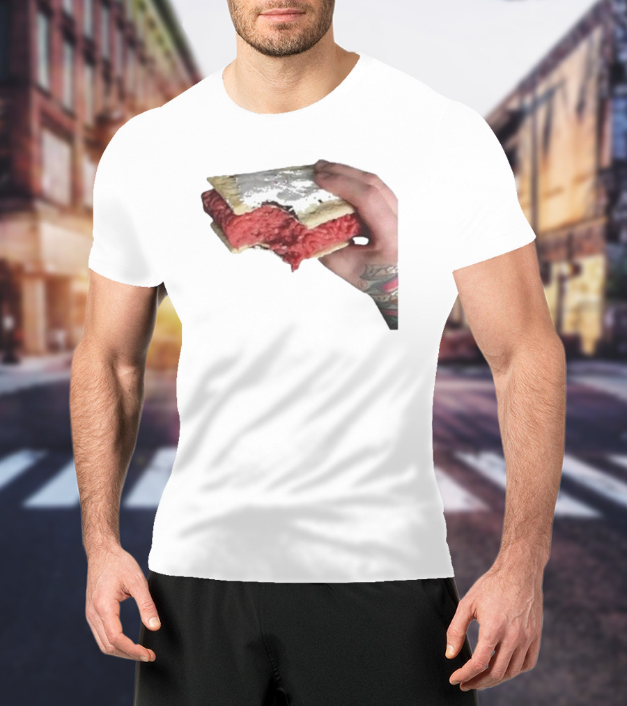 Man Holding Uncooked Meat Sandwich With Tattoos T-Shirt