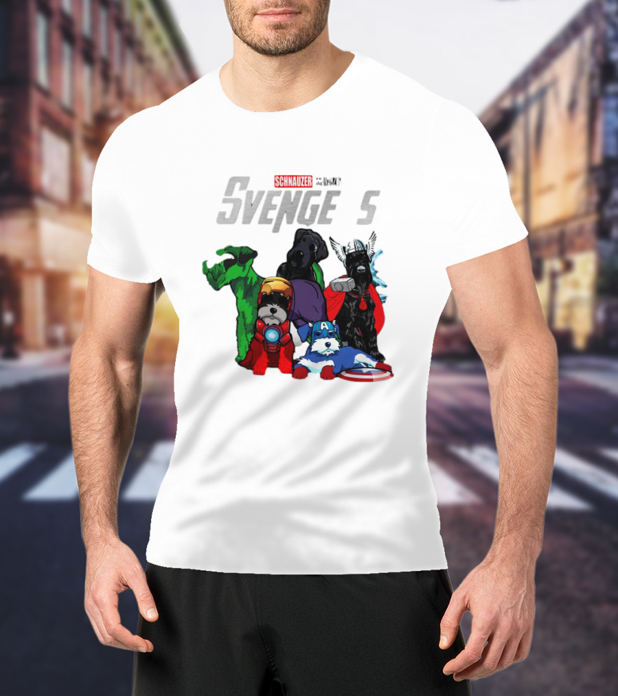 Marvel Avengers Schnauzer Svengers Dogs Superheroes T-Shirt