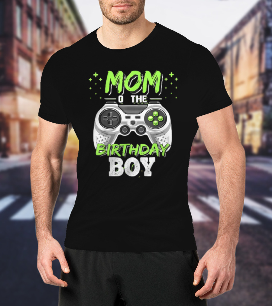 Mom Of The Birthday Boy Video Gamer Party Controller Matching T-Shirt