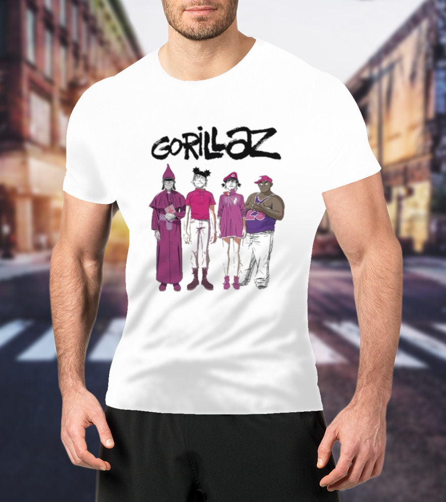 Gorillaz Cracker Island Group Art Standing Characters T-Shirt