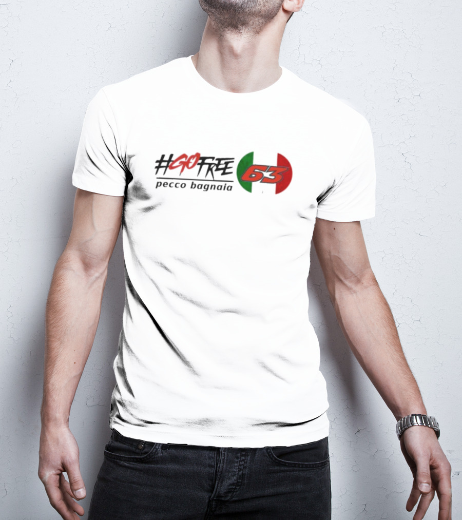 GoFree 63 Pecco Bagnaia Italian Flag Motif T-Shirt