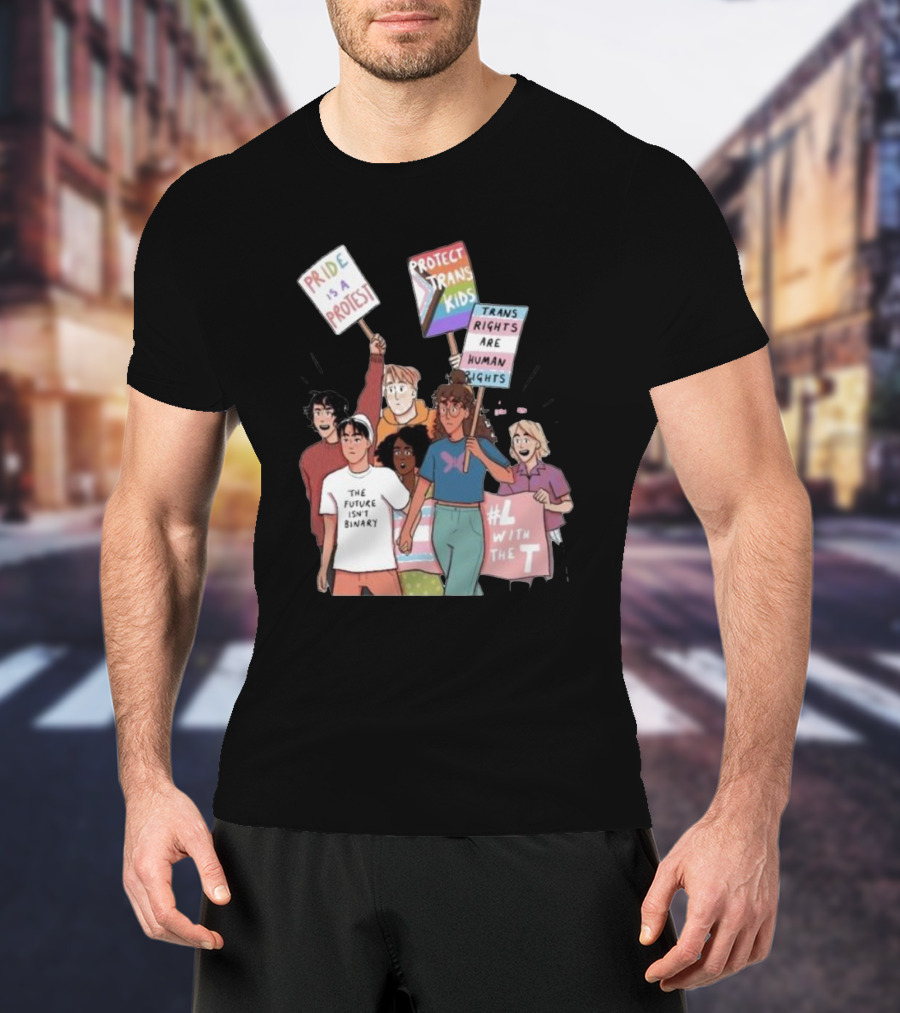 Heartstopper Pride Protest The Future Isn't Binary Protect Trans Kids Rights T-Shirt