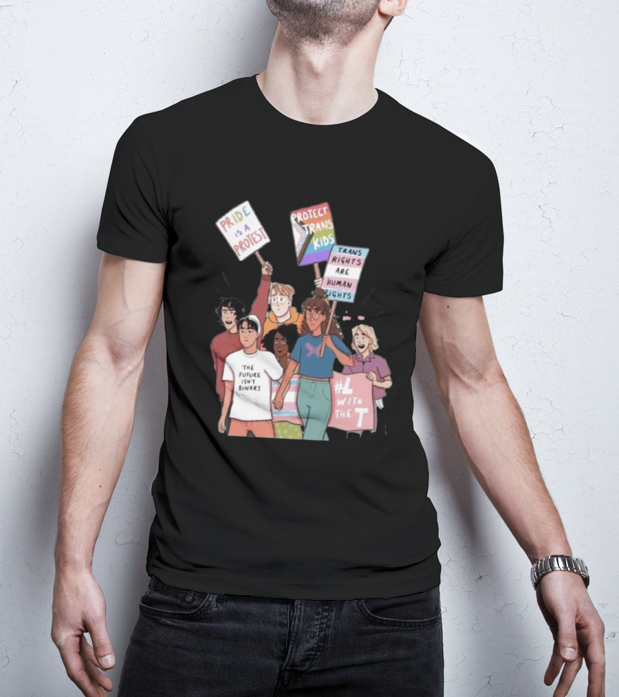 Heartstopper Pride Protest The Future Isn't Binary Protect Trans Kids Rights T-Shirt
