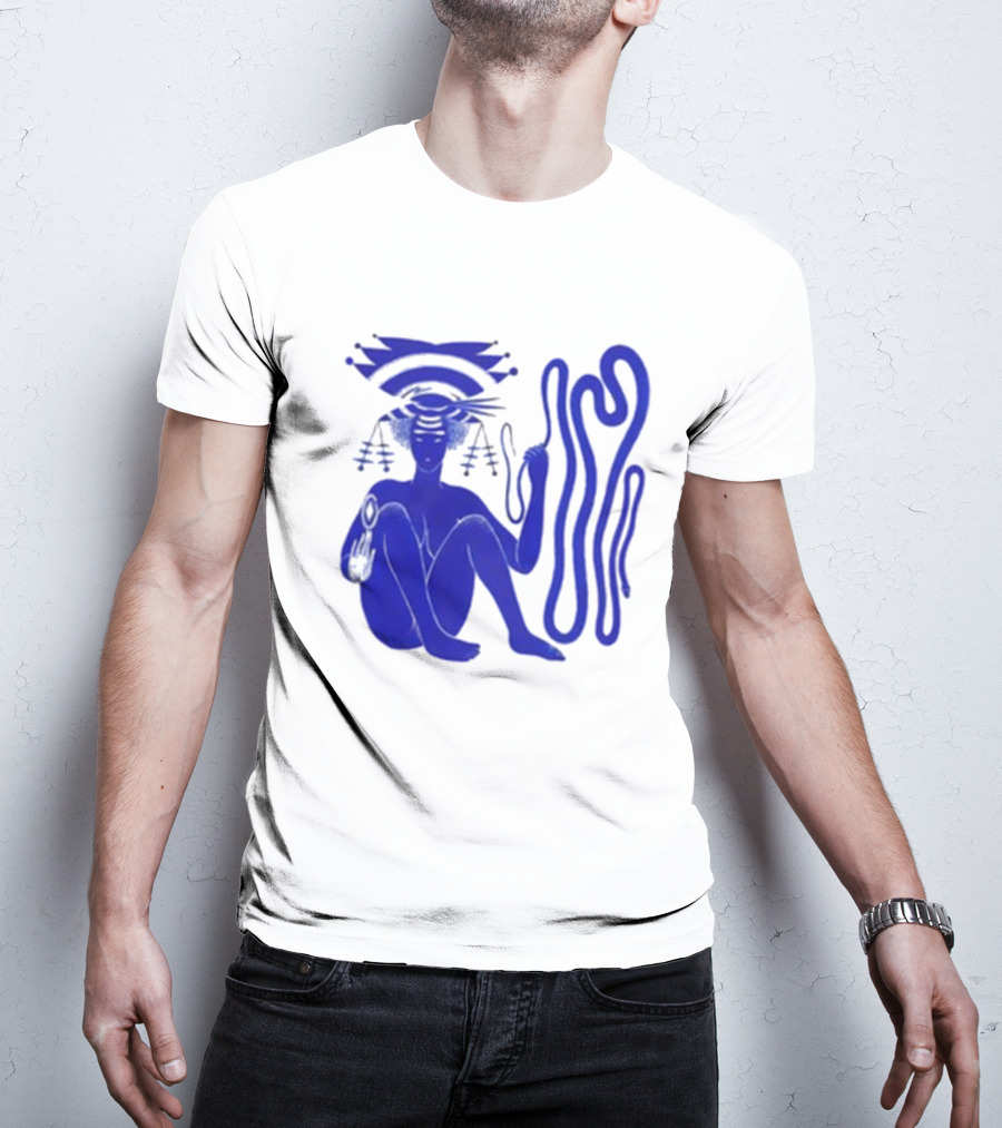 Hiatus Kaiyote Love Heart Cheat Code Abstract Blue Figure With Spiral Elements T-Shirt
