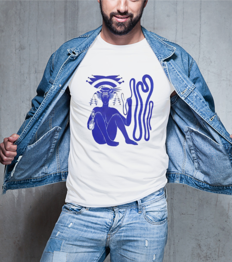 Hiatus Kaiyote Love Heart Cheat Code Abstract Blue Figure With Spiral Elements T-Shirt