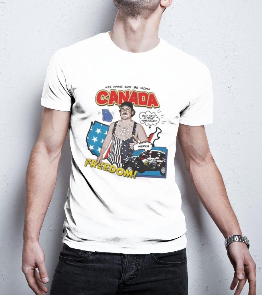 His Name May Be Noah Canada Freedom But He's A True American With USA Map And Stars T-Shirt