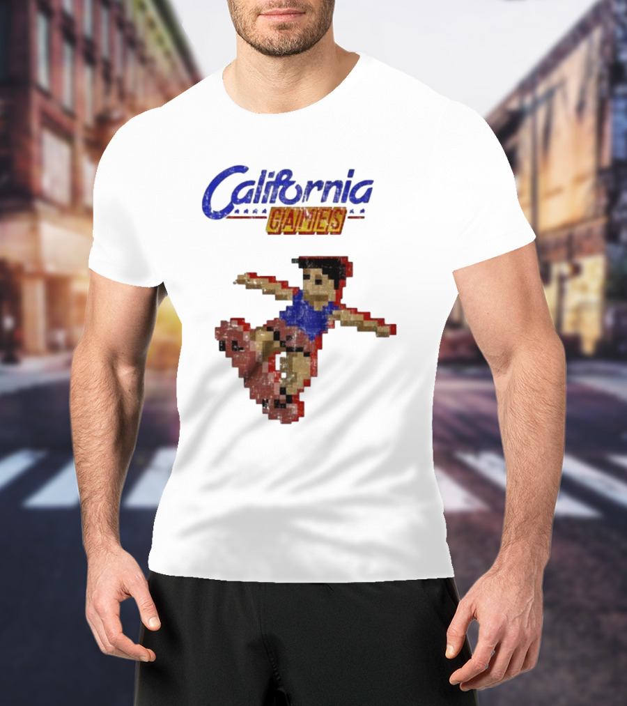 California Games Pixelated Skateboarding Retro Gaming T-Shirt