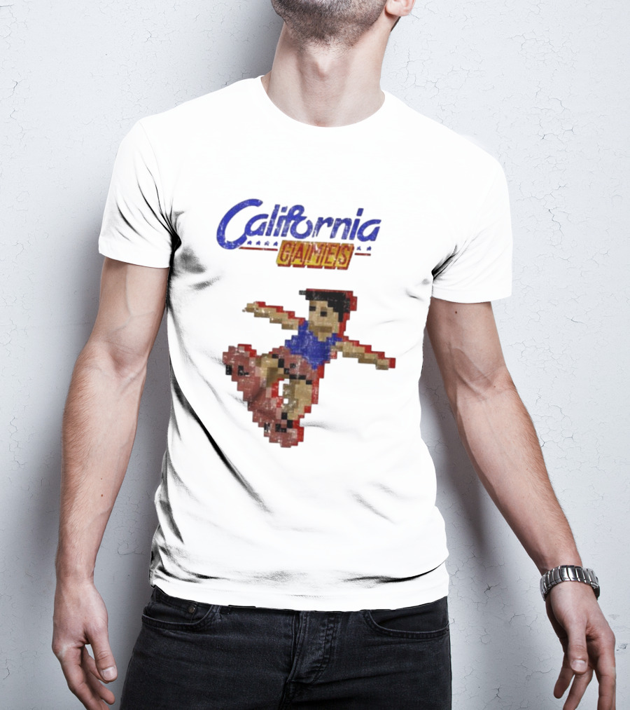 California Games Pixelated Skateboarding Retro Gaming T-Shirt